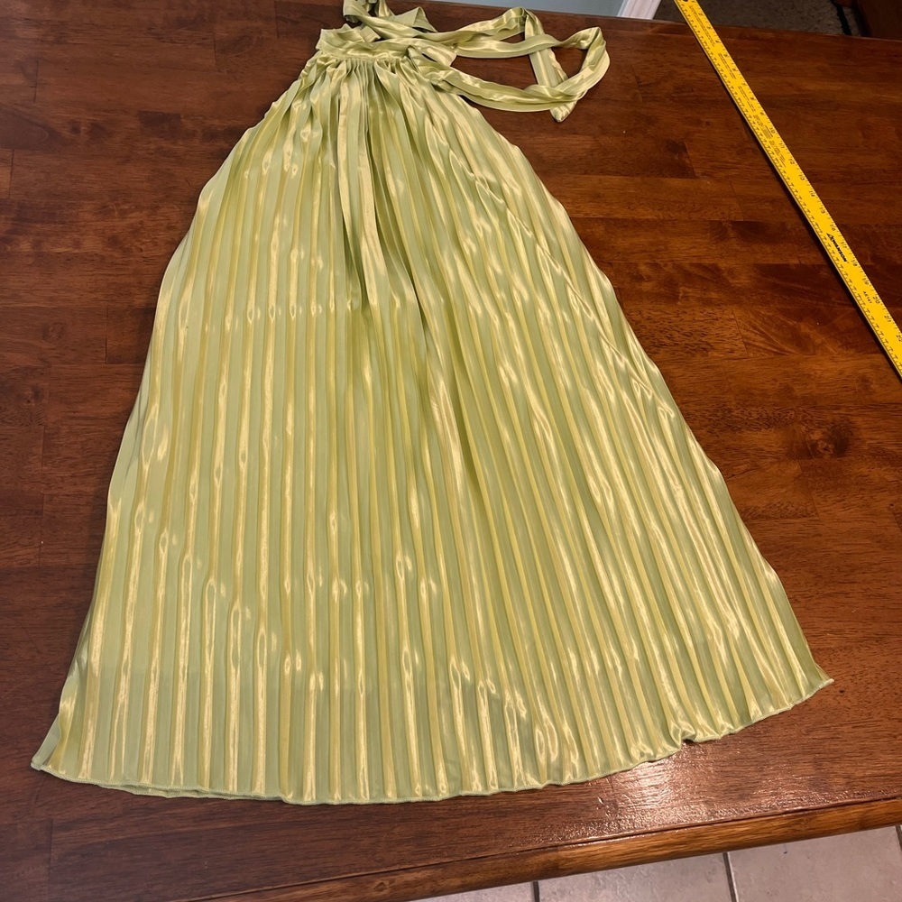 Lucy in the Sky Elegant light Green Pleated dress high neck size small